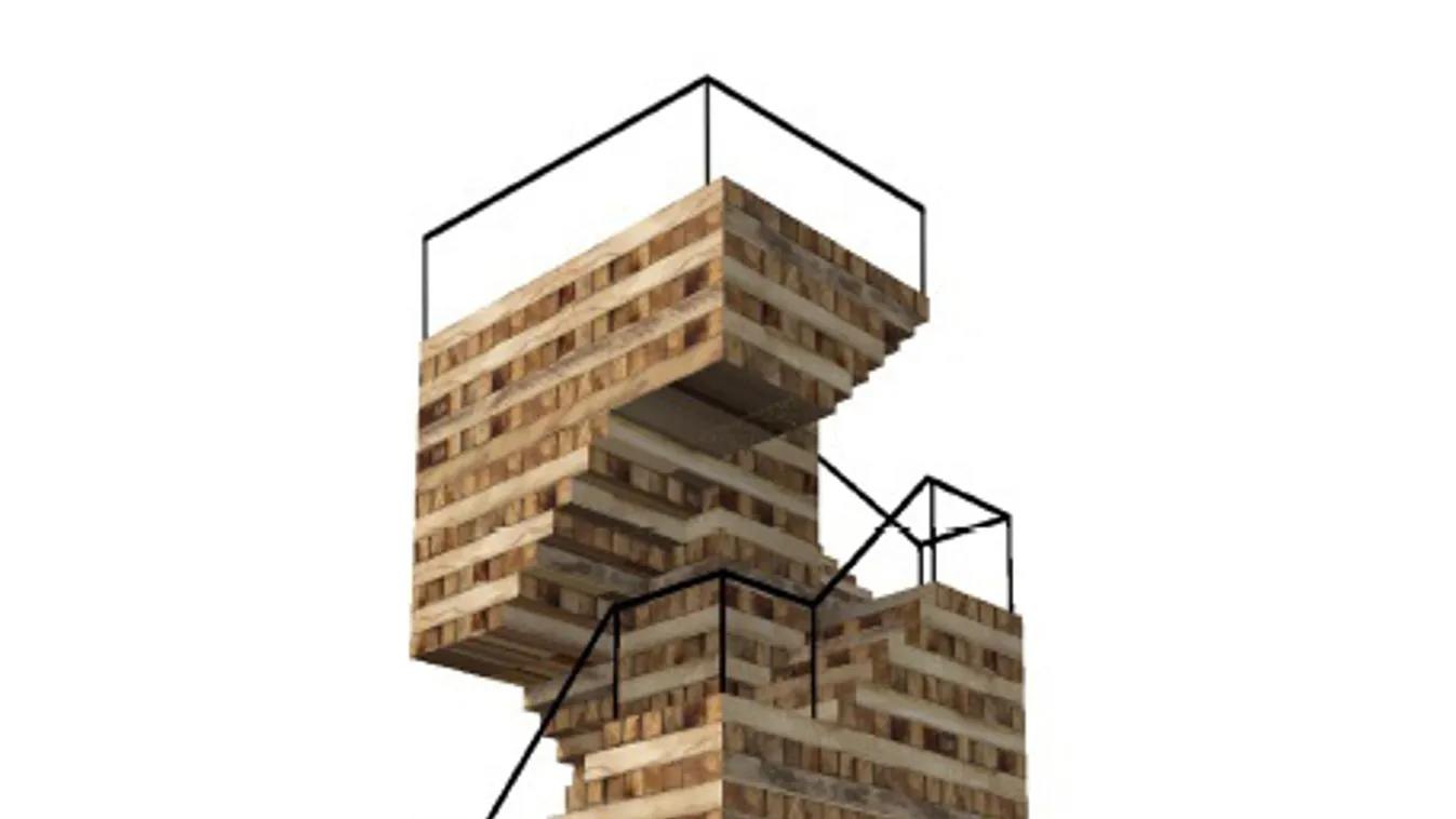 Több mint 11 méteres Jenga-torony kilátó épül a Pilisben