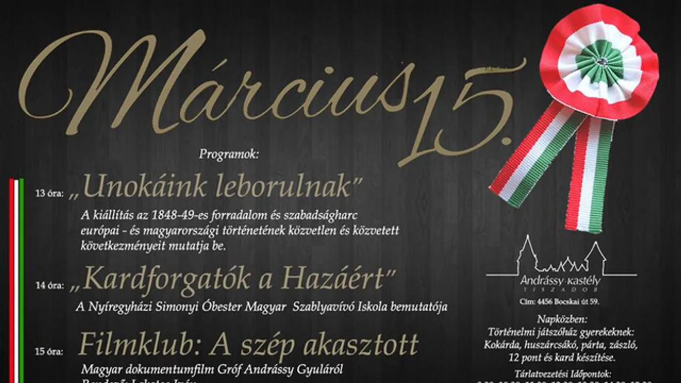 Kiállítással és kardvívó bemutatóval ünnepelnek a tiszadobi Andrássy-kastélyban
