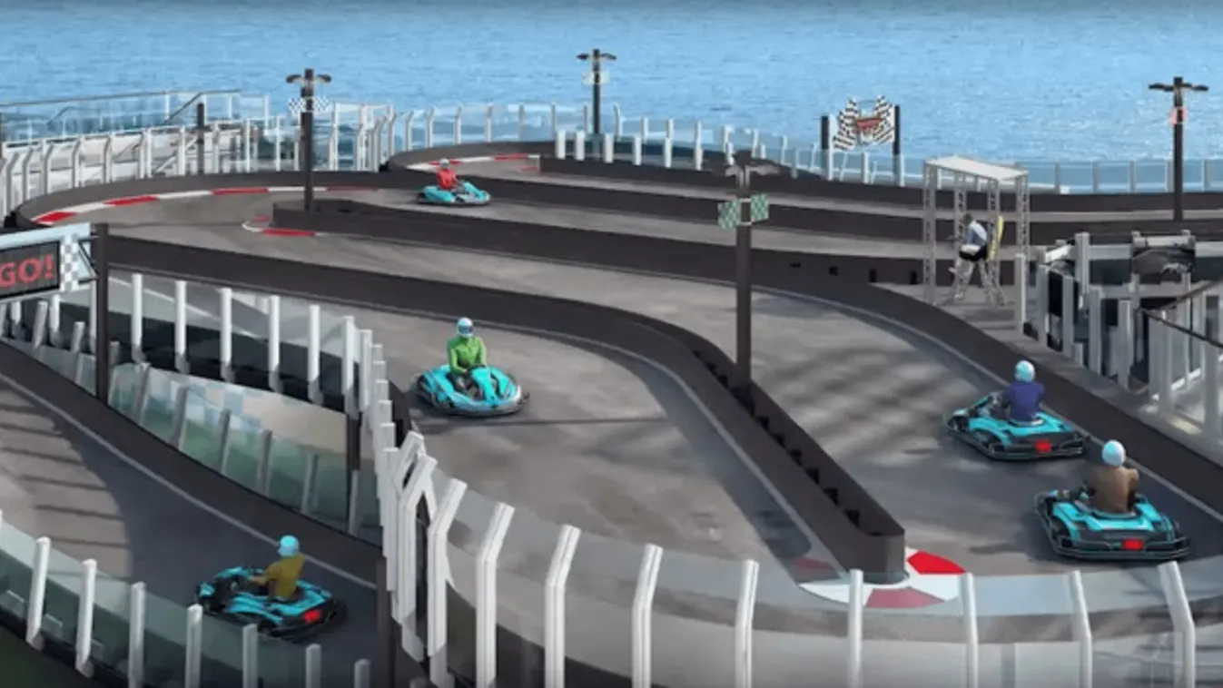 Íme a világ első, óceánjáró tetejére épített go-kart pályája
