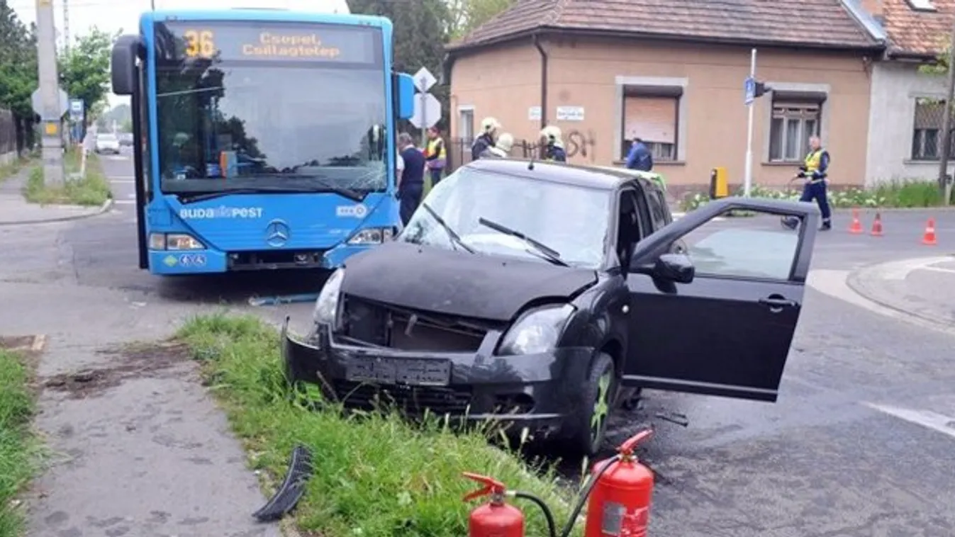 Súlyos sérülést okozott a 36-os busz és egy autó karambolja - fotók
