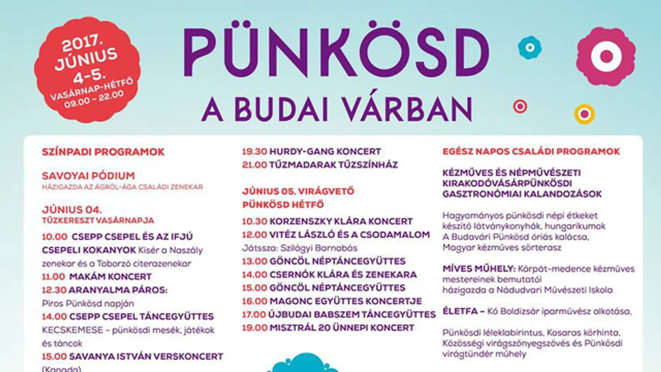 A Tűzkereszt hagyományait eleveníti fel a Budavári Palota ingyenes pünkösdi sokadalma