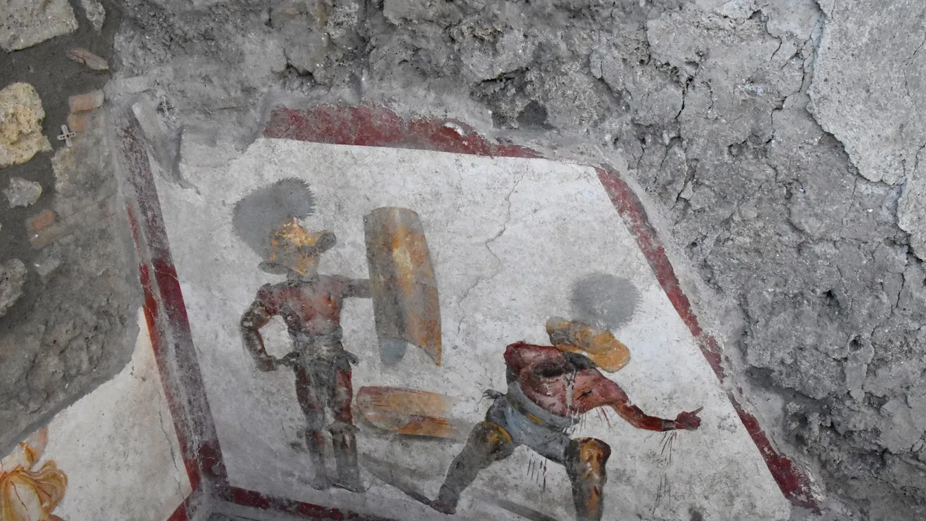 Gladiátorok küzdelmét ábrázoló freskóra bukkantak Pompejiben