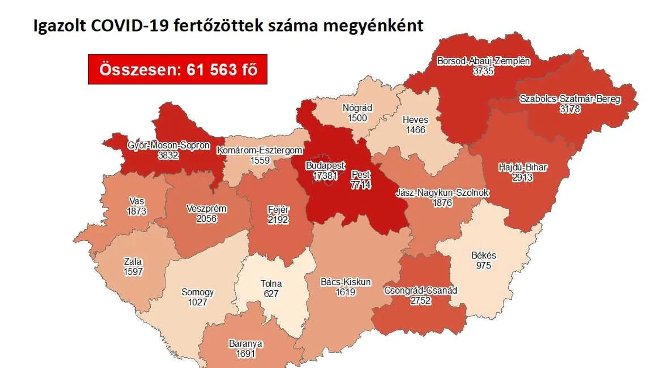 Megyénként lebontva tájékozódhatnak a koronavírus-fertőzöttek számáról