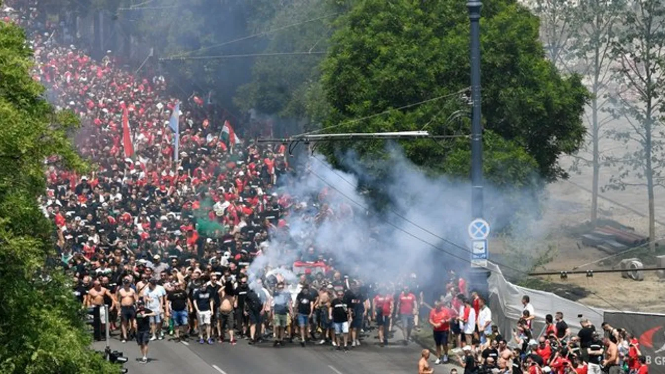 Elindult a magyar szurkolói menet a franciák elleni meccsre – videó