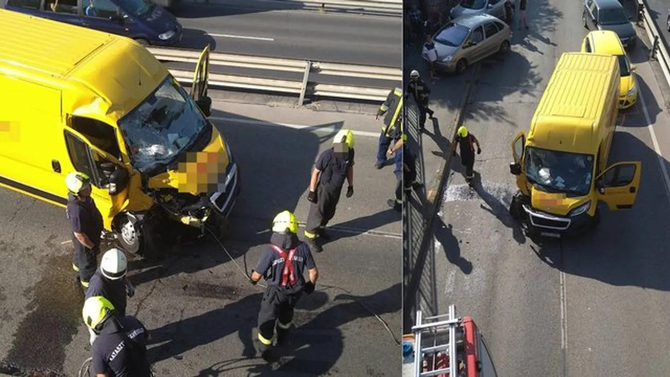 Fotók a helyszínről: hármas karambol miatt zárták le a Gyömrői út egy részét