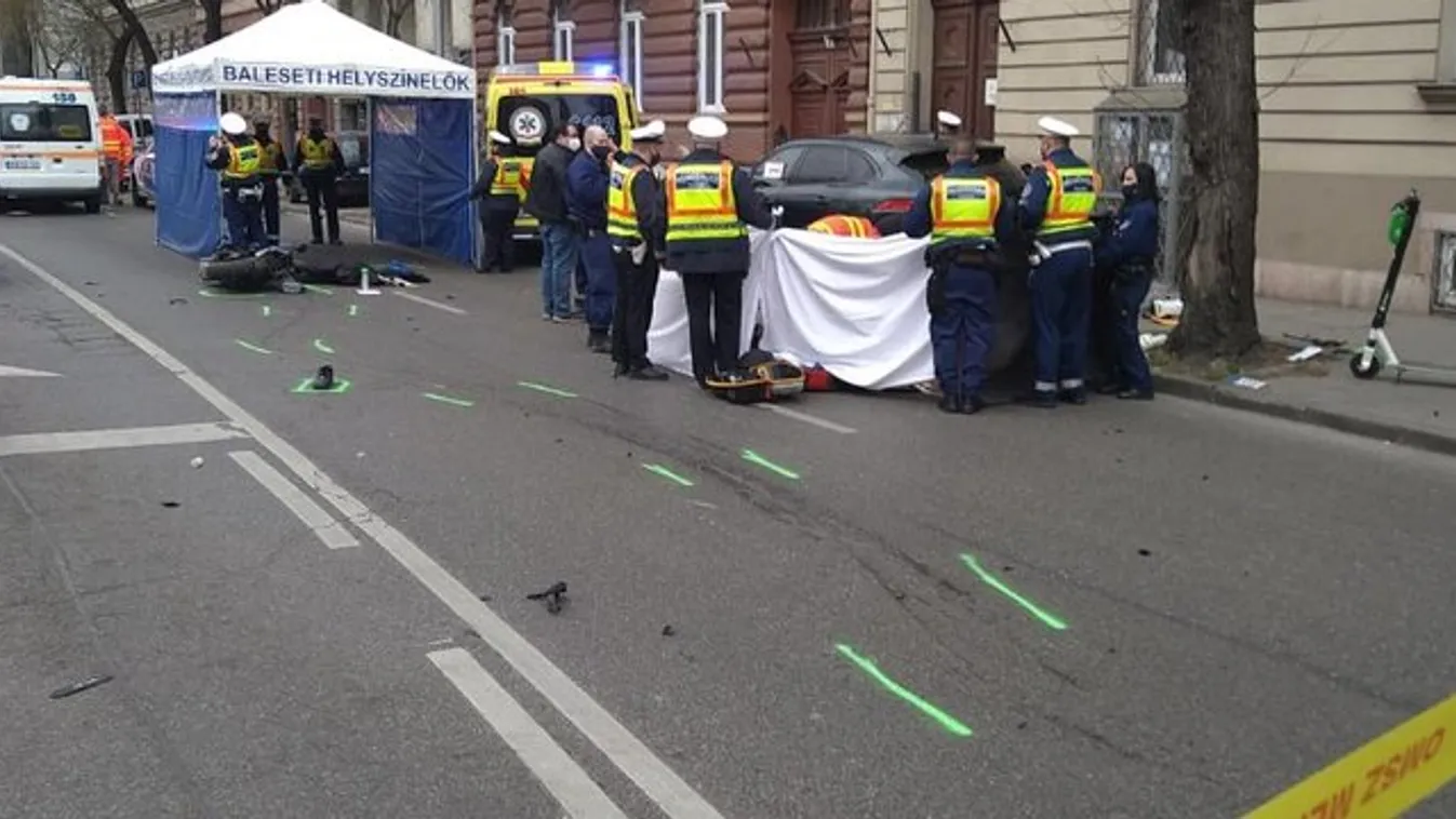 Megrázó fotók, videó a mentővel ütköző, budapesti motoros balesetéről - hiába küzdöttek az életéért