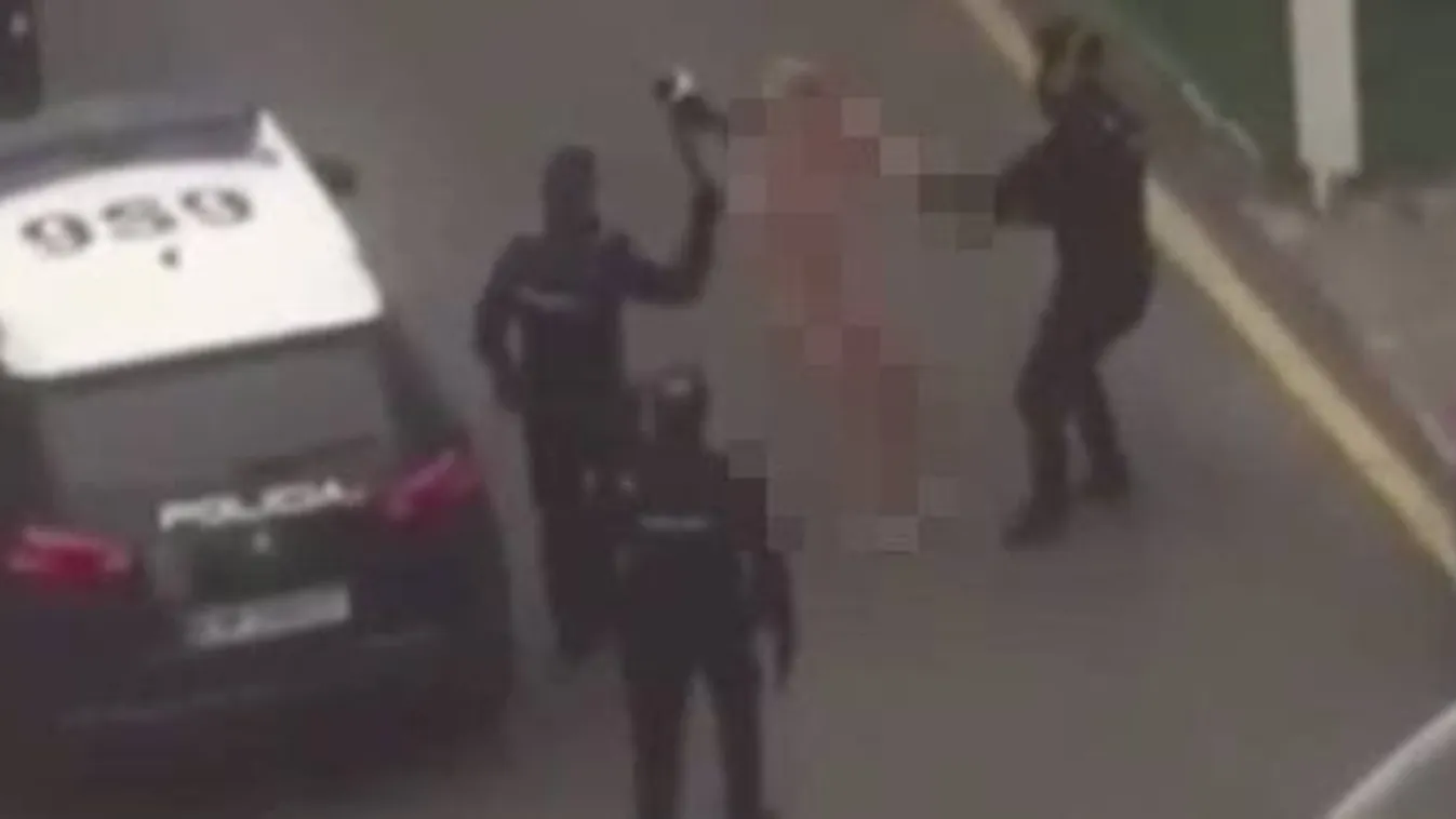 Őrjöngő meztelen nő ugrált egy rendőrautón Spanyolországban – +18