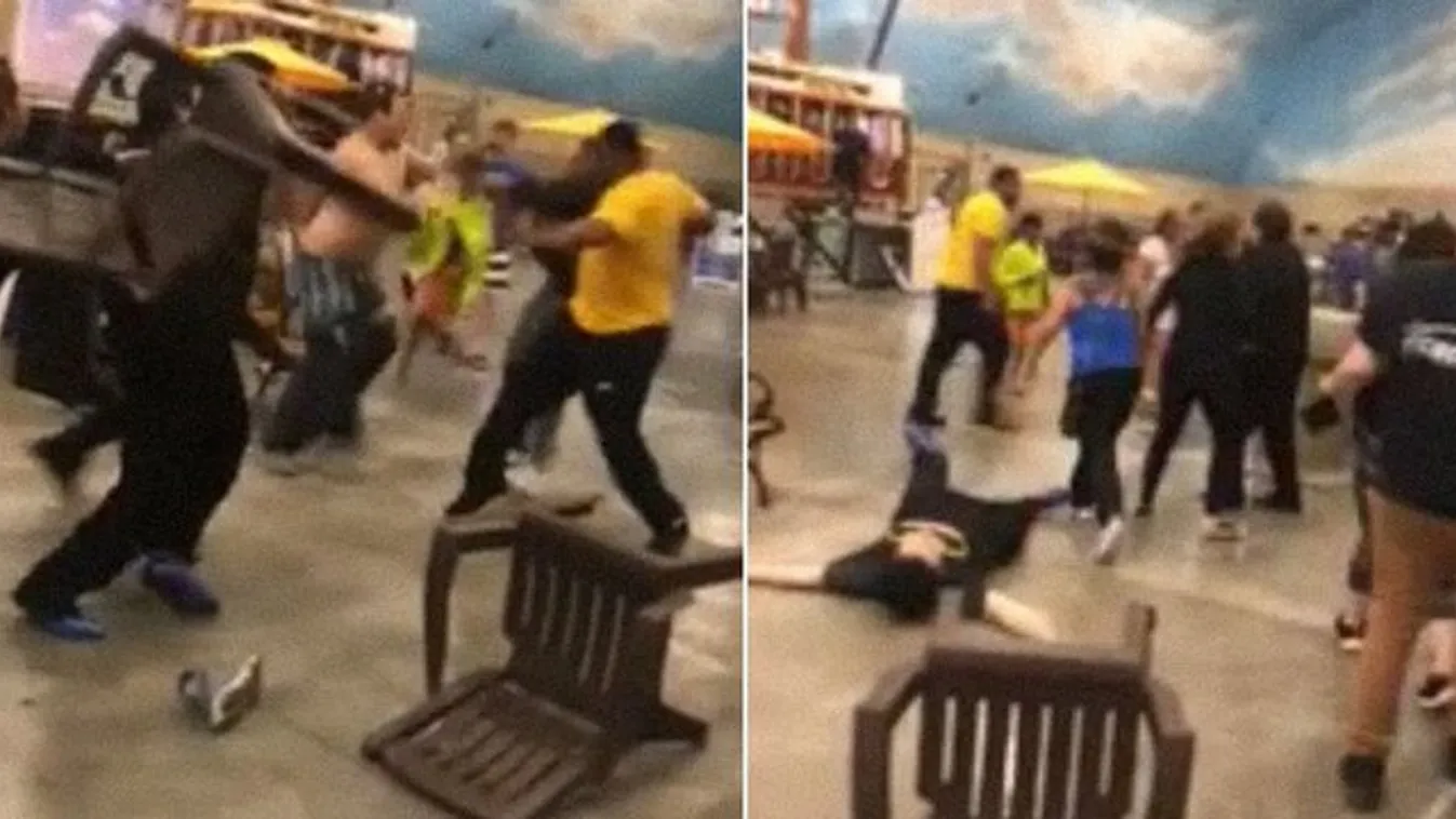 Gyerekek előtt estek egymásnak a kalandpark látogatói - videó
