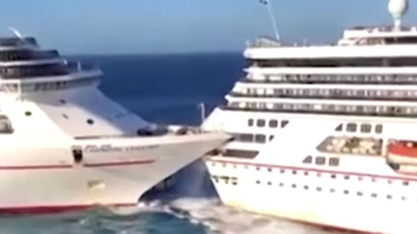 Durva! A kamerák előtt ment egymásnak két óceánjáró luxushajó – videó