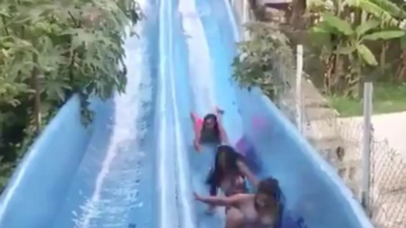 Borzalmas baleset a strand csúszdáján: két lányba rohant bele egy harmadik – videó