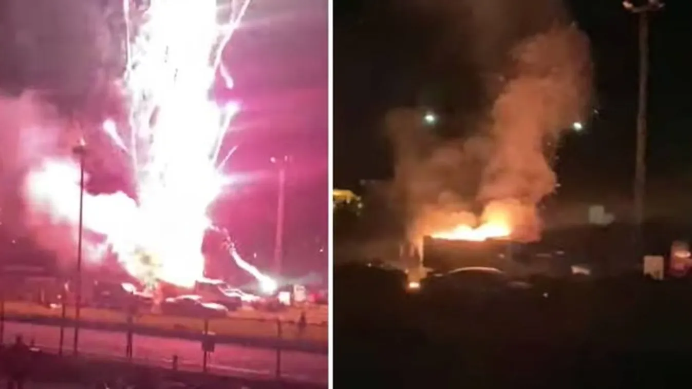 Valami nagyon félrement a tűzijáték során, percekig égett egy teherautó – videó