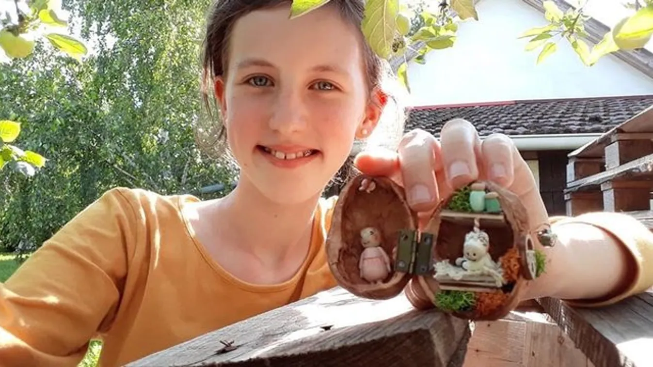 Sára dióból készít kindertojást