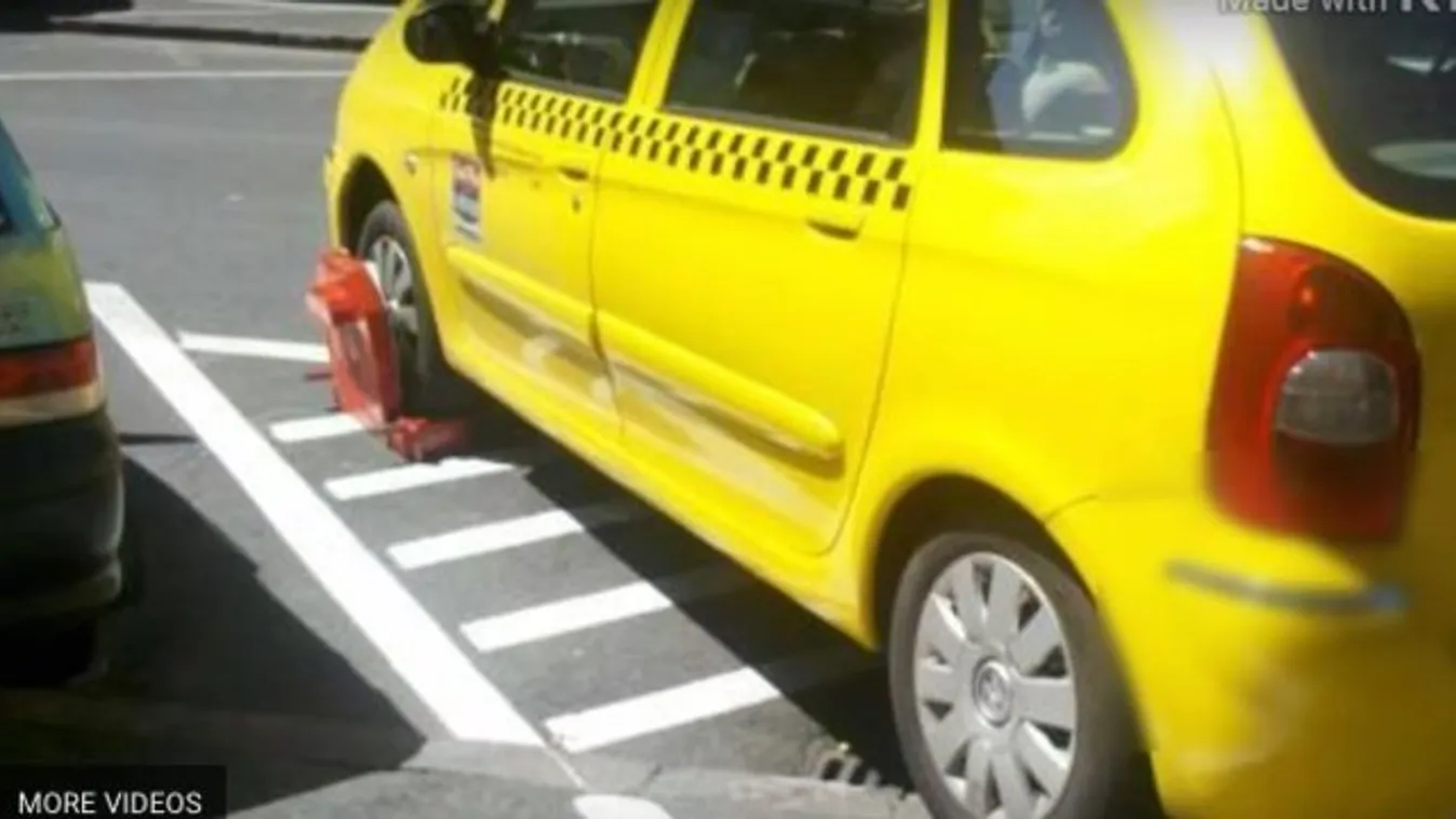 Vajon ezt hogy gondolta? Autóján kerékbilinccsel indult el egy taxis Budapesten (videó)