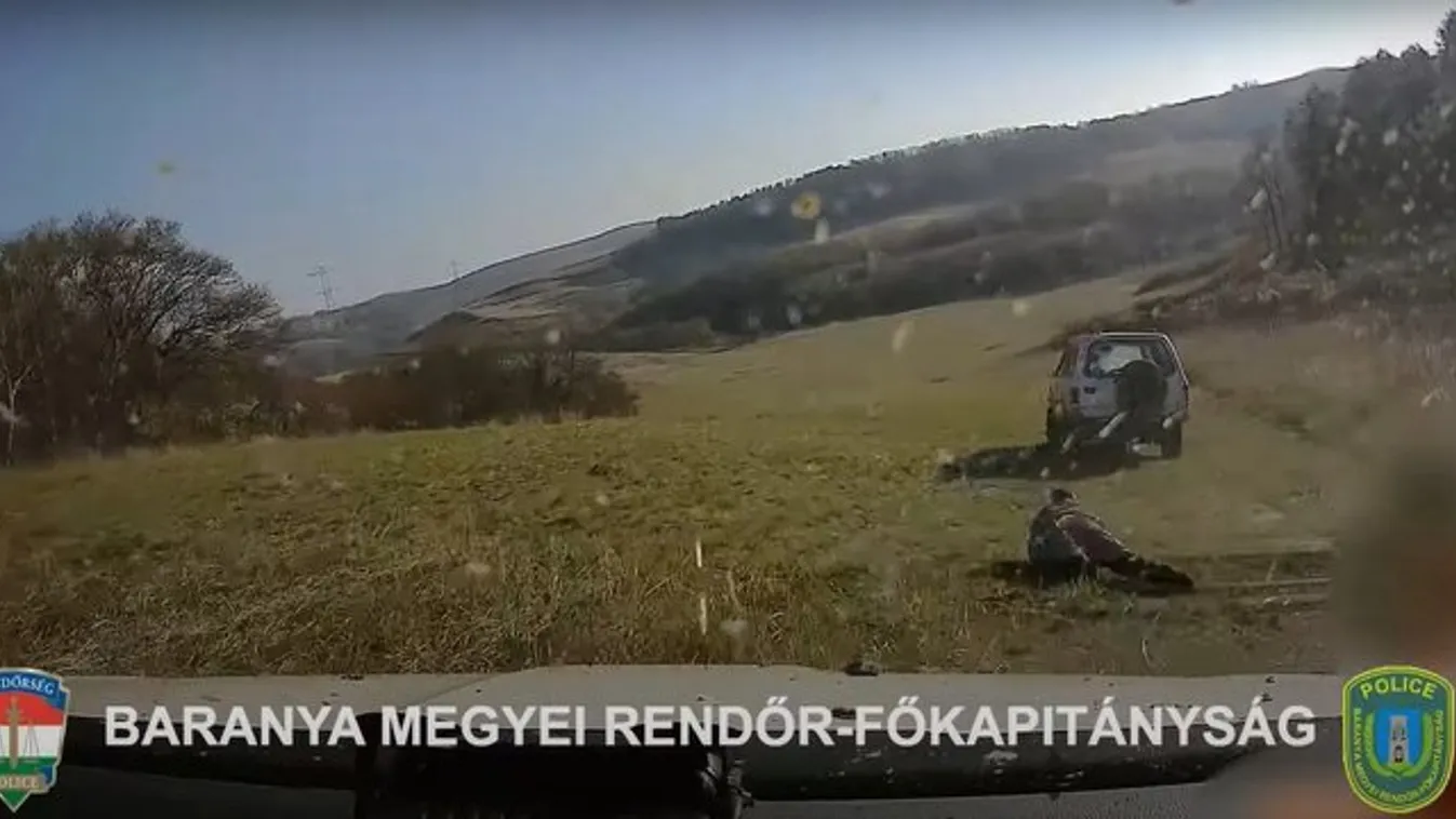 A rendőrautó kamerája felvette, áthajtott egy autó a baranyai járőrön - videó