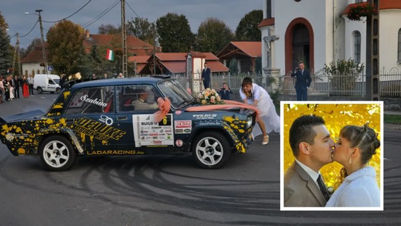Gumit égetett menyasszonya körül a ralibajnok - videó