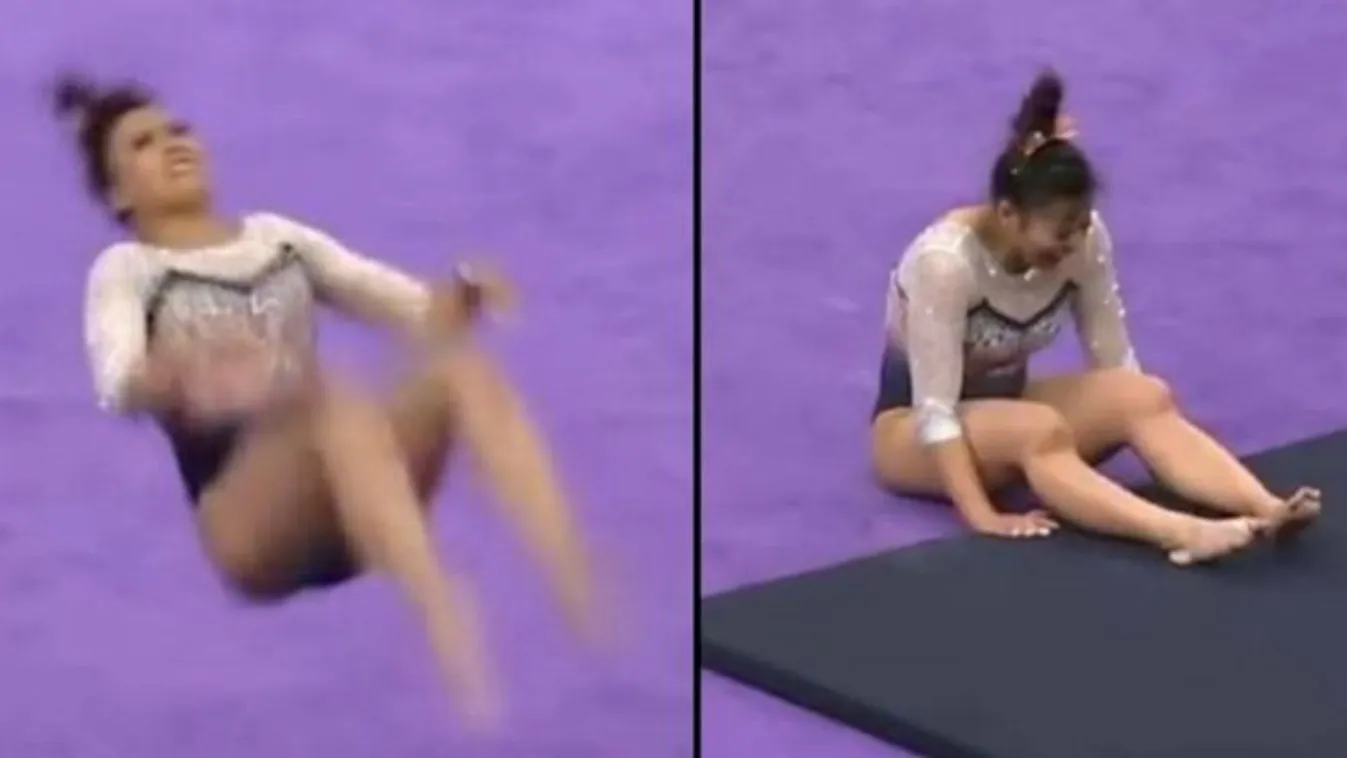 Horror! Videón, ahogy a tornászlány szörnyű balesetet szenved gyakorlat közben – videó