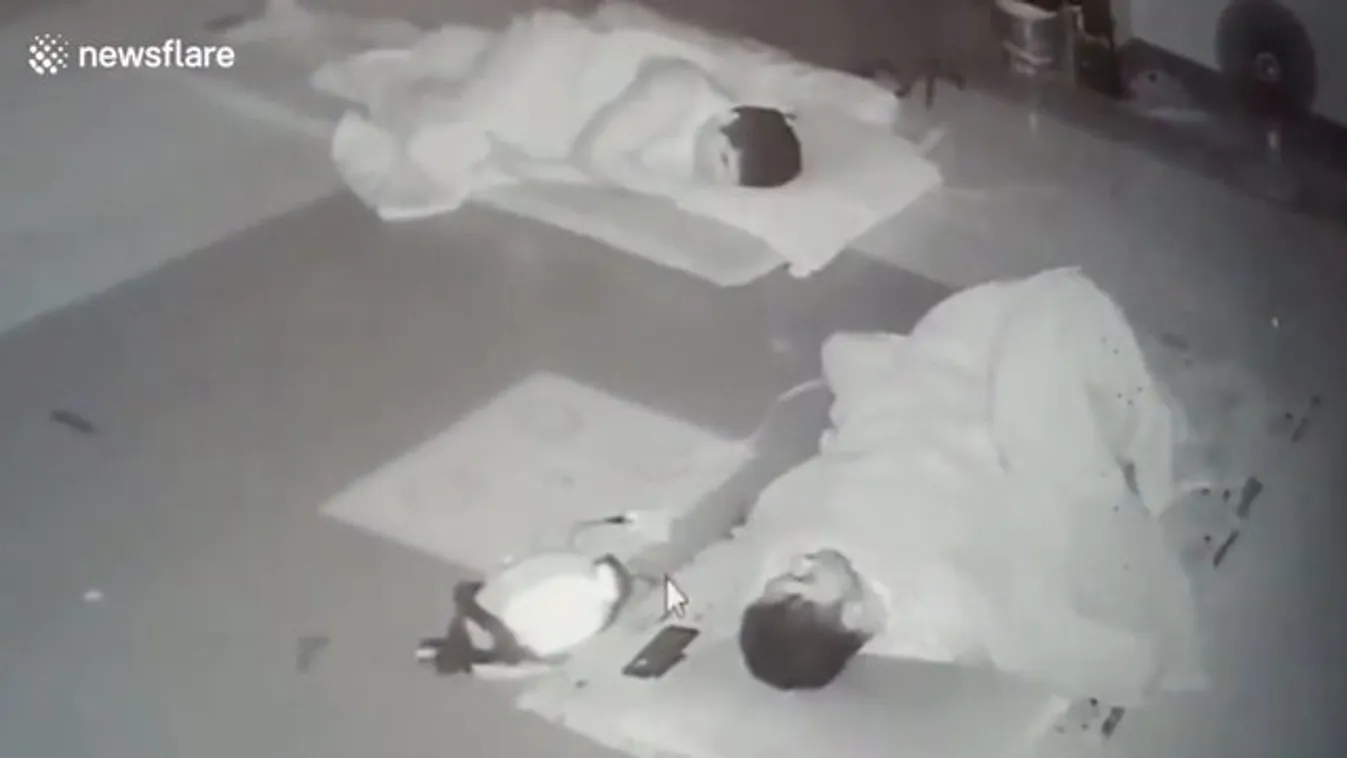 Videón, ahogy az alvó férfi ágyába bebújik egy mérgeskígyó