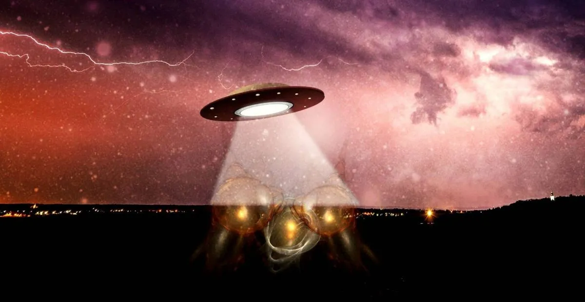 ufo, földönkívüli, időutazó, összeesküvés-elmélet, illusztráció