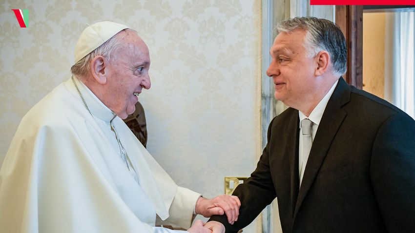 Íme az első fotó Orbán Viktor és Ferenc pápa találkozójáról