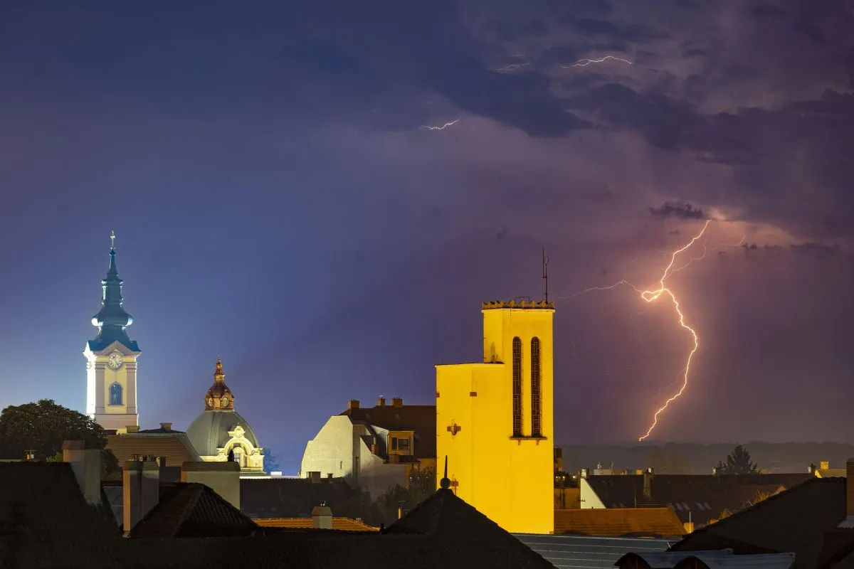 Időjárás - Villámlás Nagykanizsa felett, MTI, 2022. május