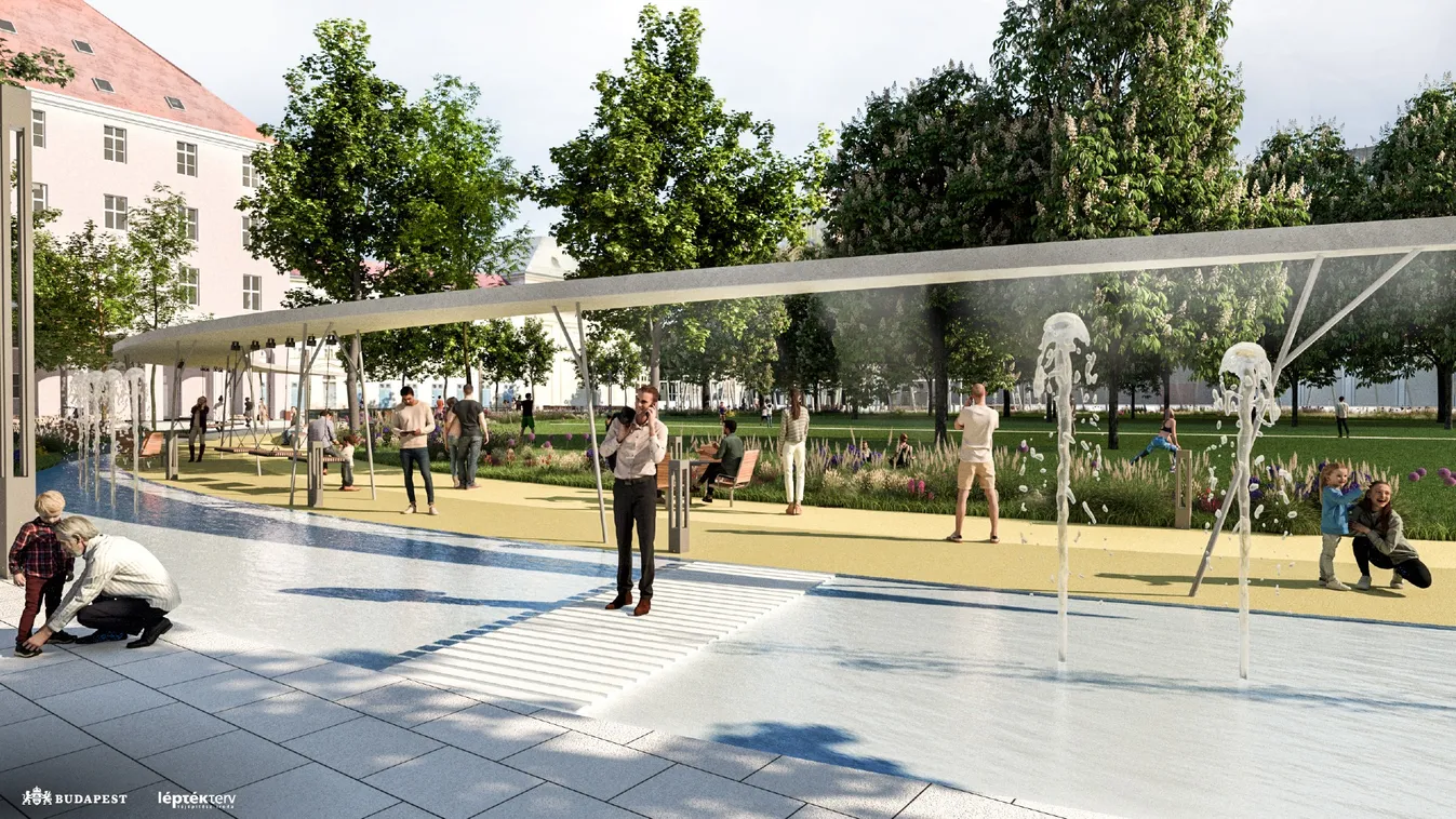 Látványtervek: Ilyen lesz a jelenleg parkolóként funkcionáló Városháza Park
