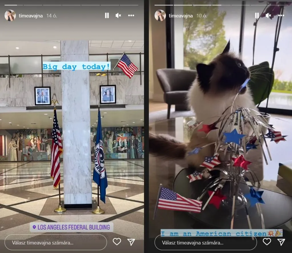 Vajna Timi, Vajna Tímea, állampolgársági vizsga, USA, Insta-sztori