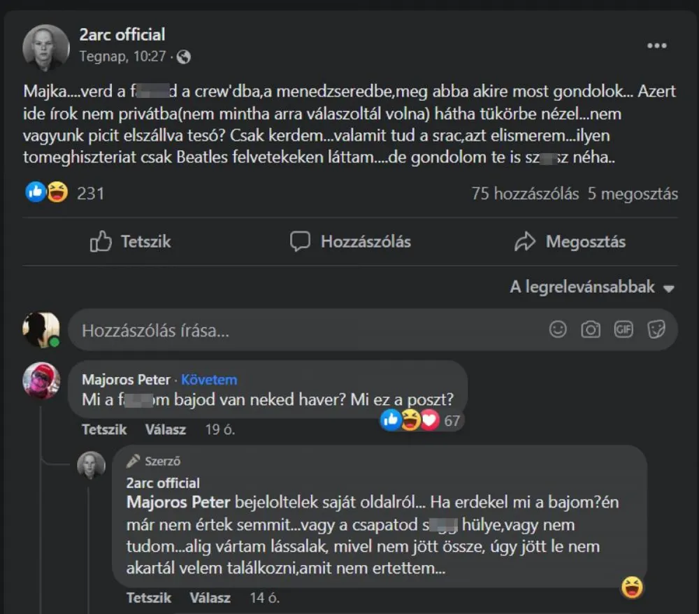 Majka, 2arc balhé, Facebook