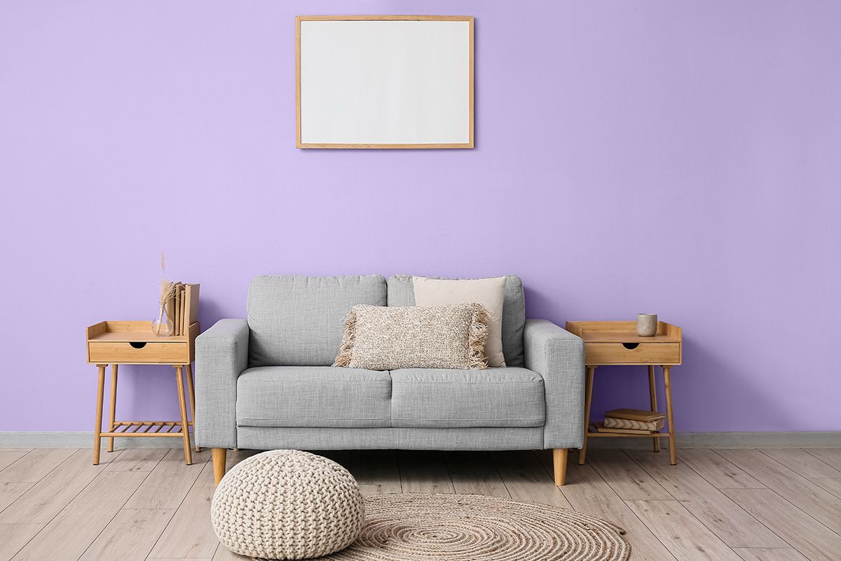 Interior,Of,Room,With,Comfortable,Sofa,And,Blank,Photo,Frame