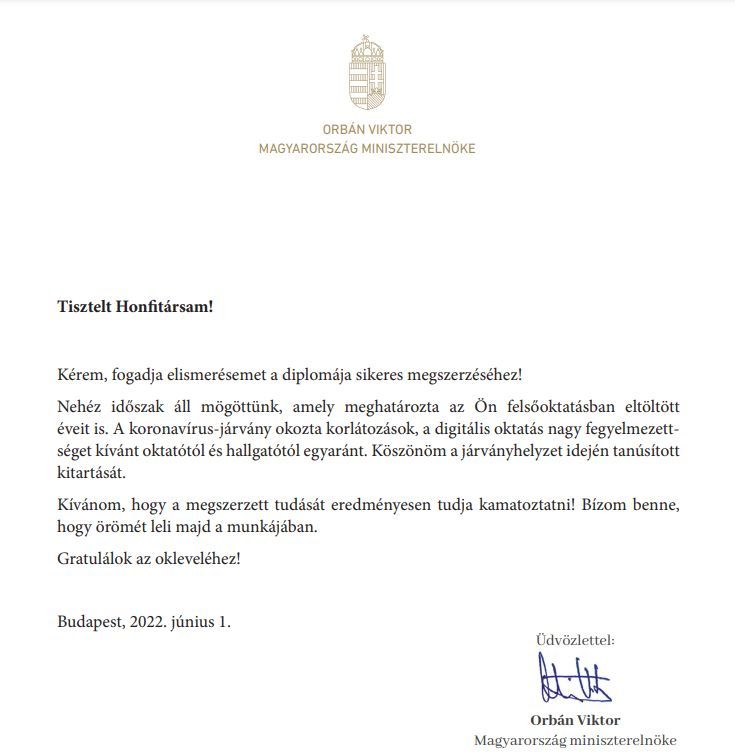 Orbán Viktor levél, diplomázóknak, 2022