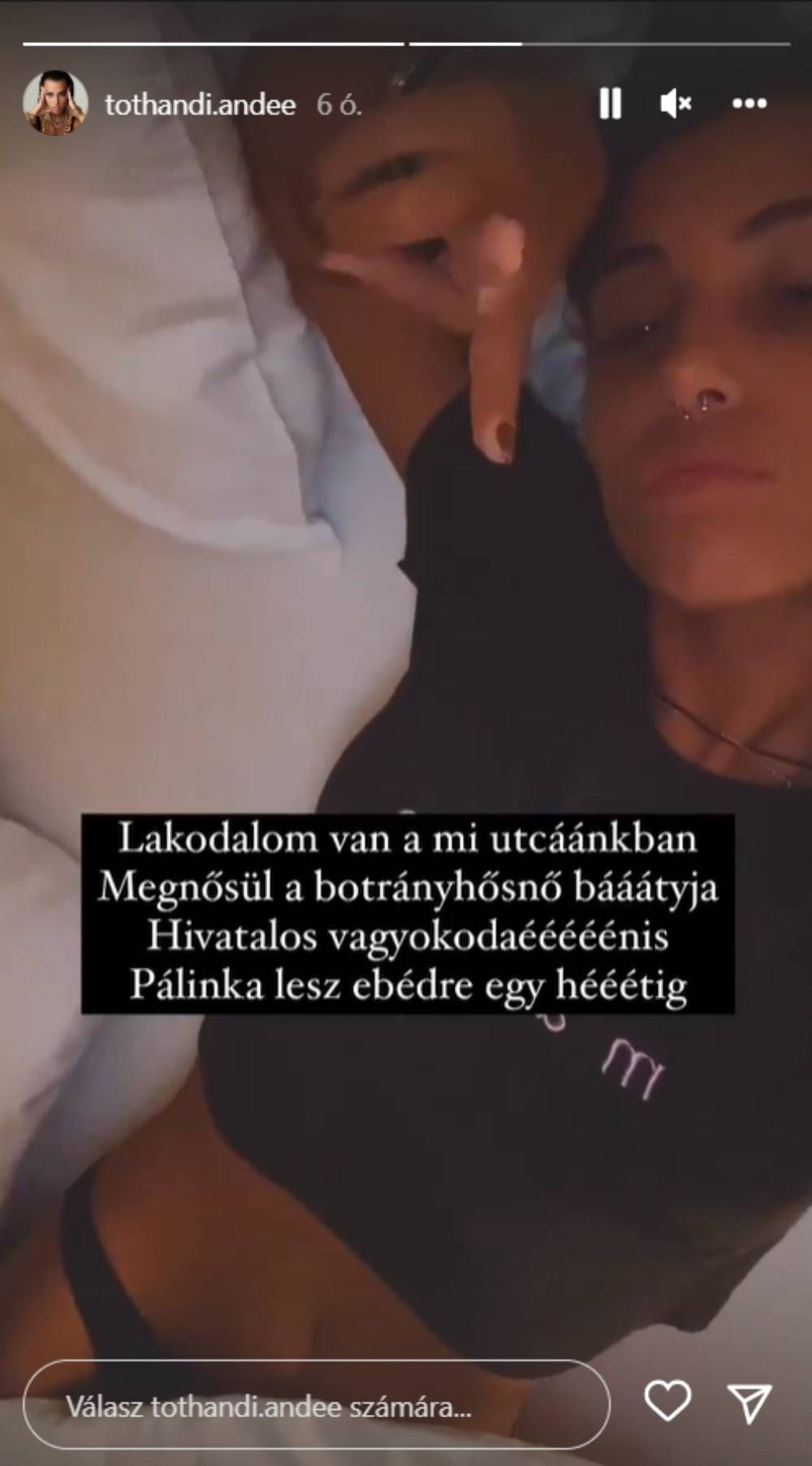 Tóth Andi bátyja esküvő, Instagram-sztori
