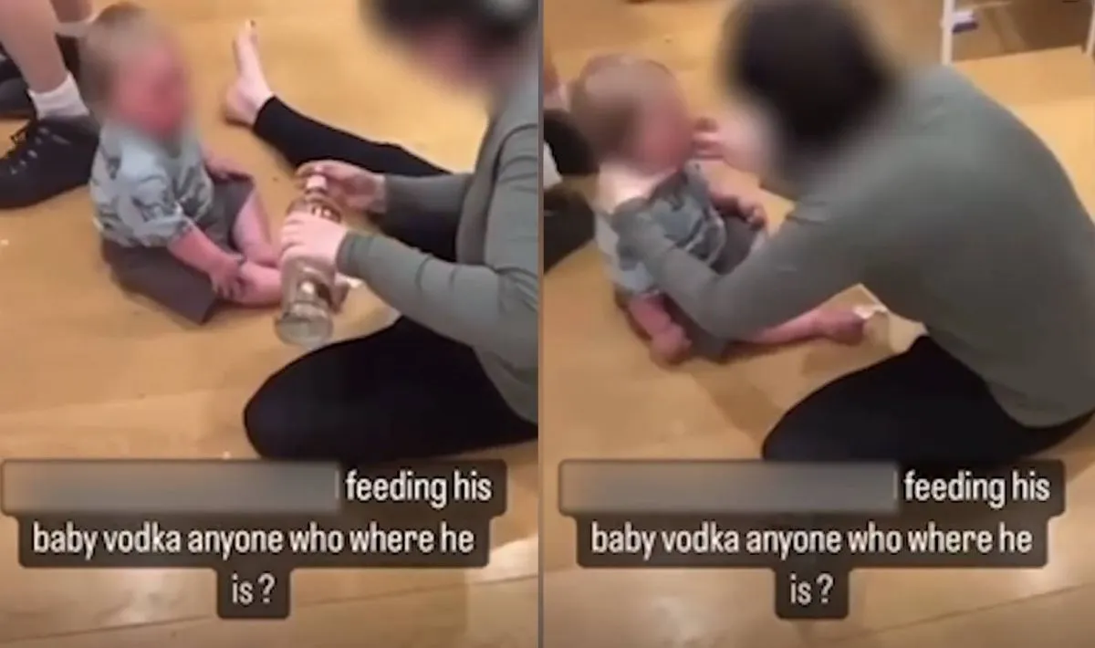 vodkával itatta gyerekét, videó
