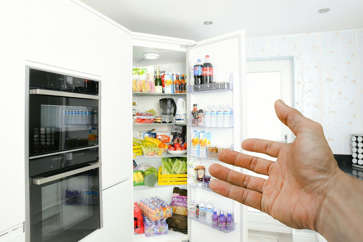 hűtő, hűtőszekrény, illusztráció, hűtőajtó