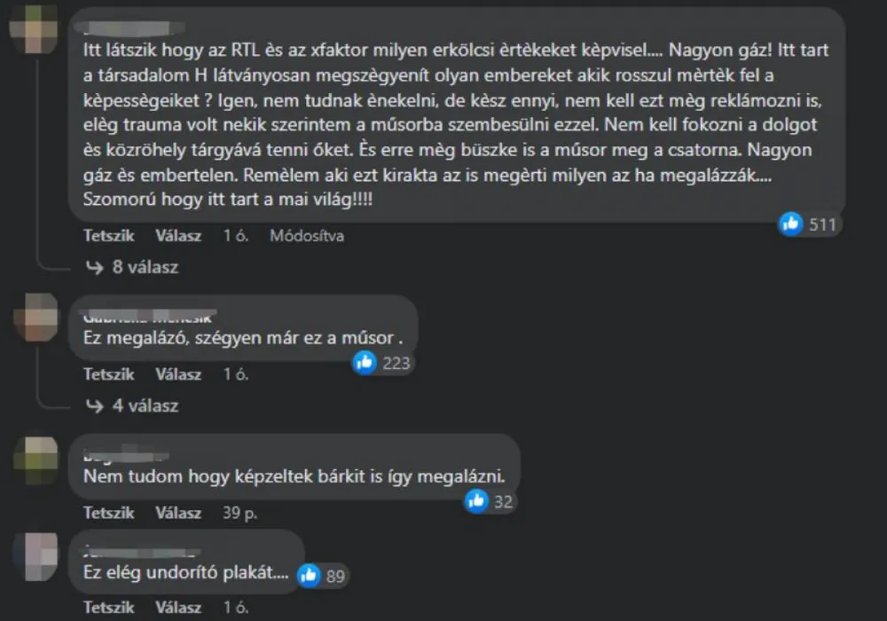 X-Faktor plakát kommentek, Facebook