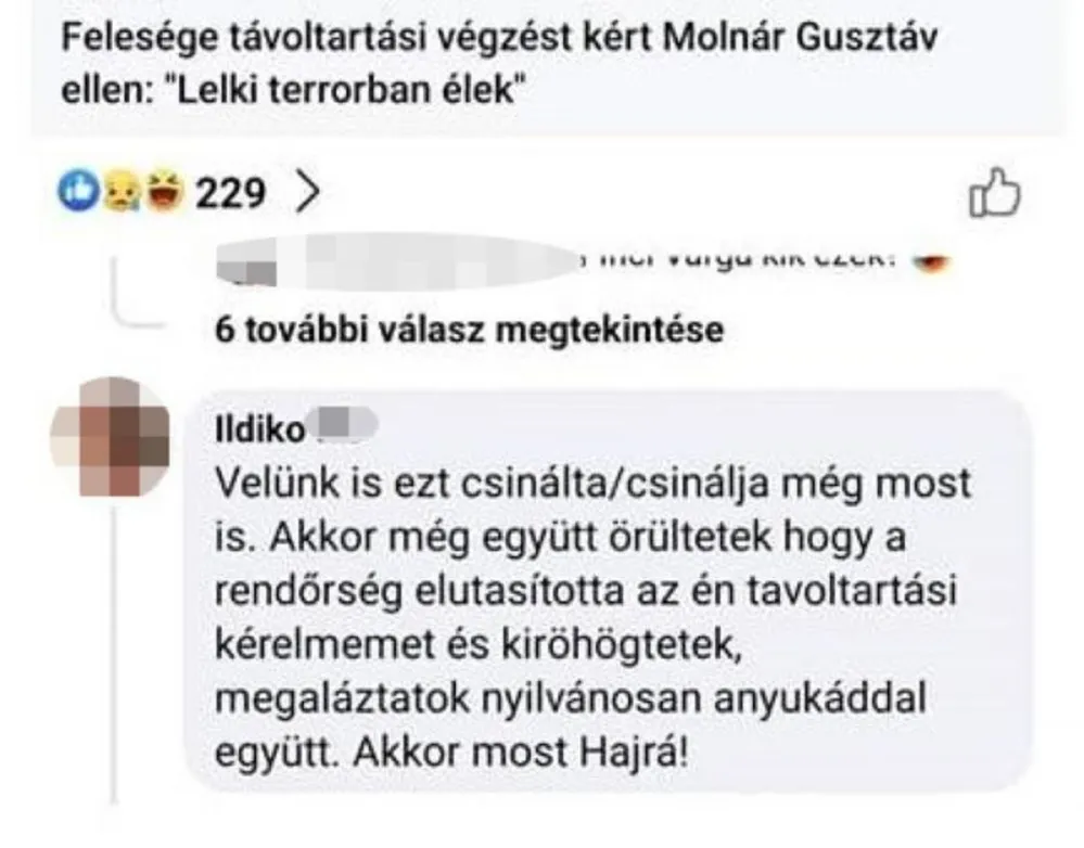 Molnár Gusztáv volt feleség komment