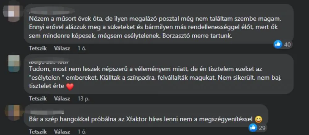 X-Faktor plakát kommentek, Facebook