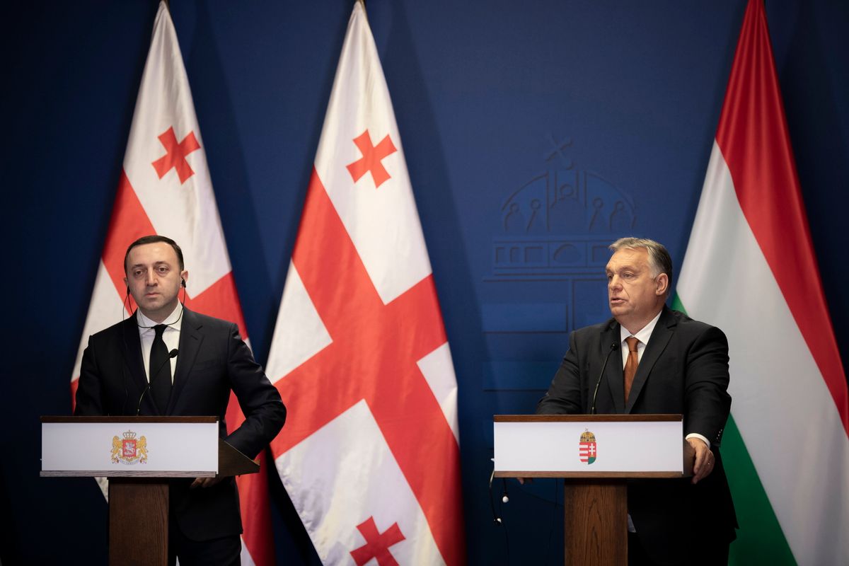 Orbán Viktor fogadta a georgiai miniszterelnököt (Irakli Garibashvili)  Fotó: MTI