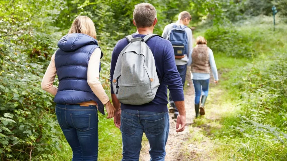 Family,On,Walk,Through,Beautiful,Countryside