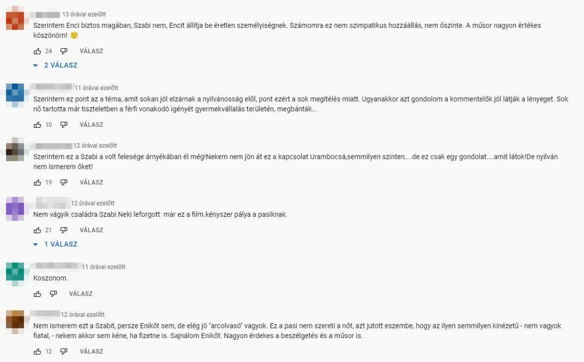 Muri Enikő, Tóth Szabi, Tóth Szabolcs, Palikék világa kommentek, YouTube