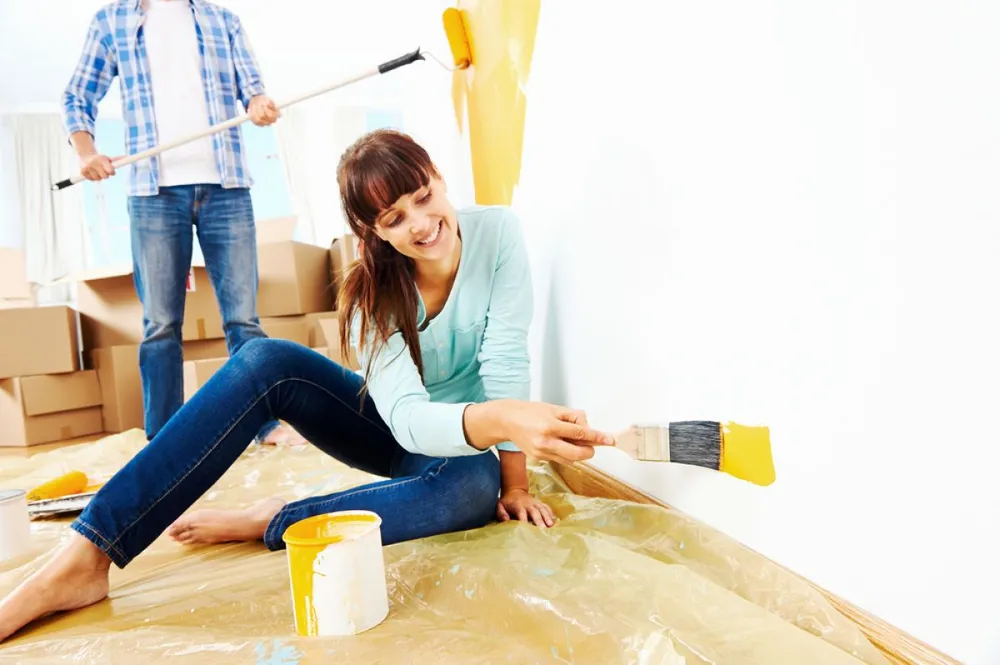 Renovation,Diy,Paint,Couple,In,New,Home,Painting,Wall