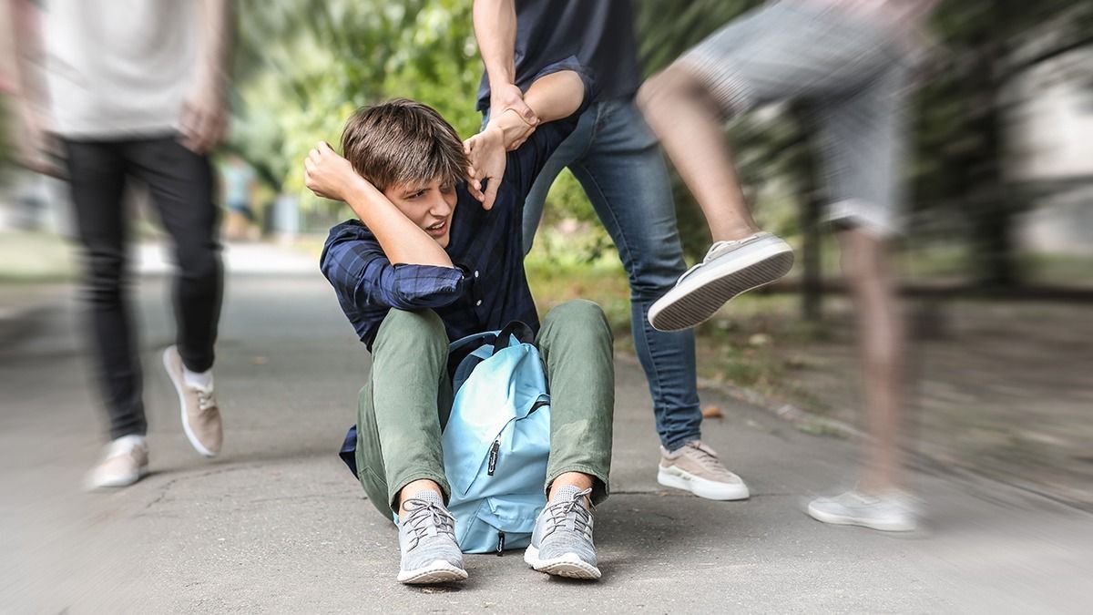 Aggressive,Teenagers,Bullying,Boy,Outdoors,,View,With,Motion,Blur,Effect