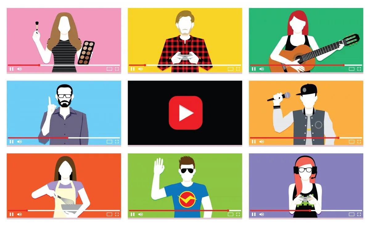 influenszer, közösségi média, YouTube, YouTube-sztár, Shutterstock illusztráció