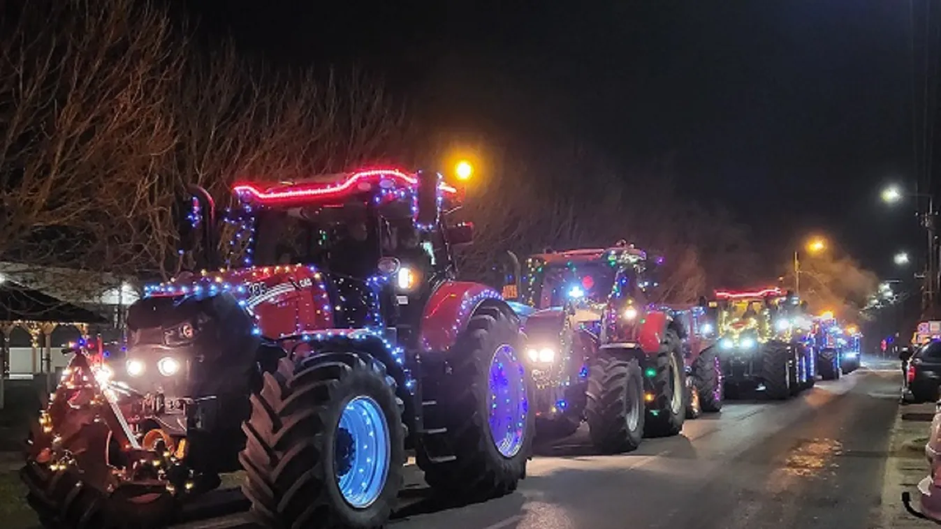 Videó:Karácsonyi díszbe öltözött traktorok robogtak Aba utcáin
