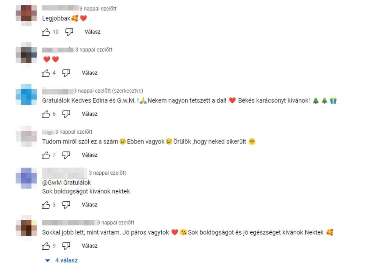 Kulcsár Edina G.w.M Boldogság kommentek, YouTube