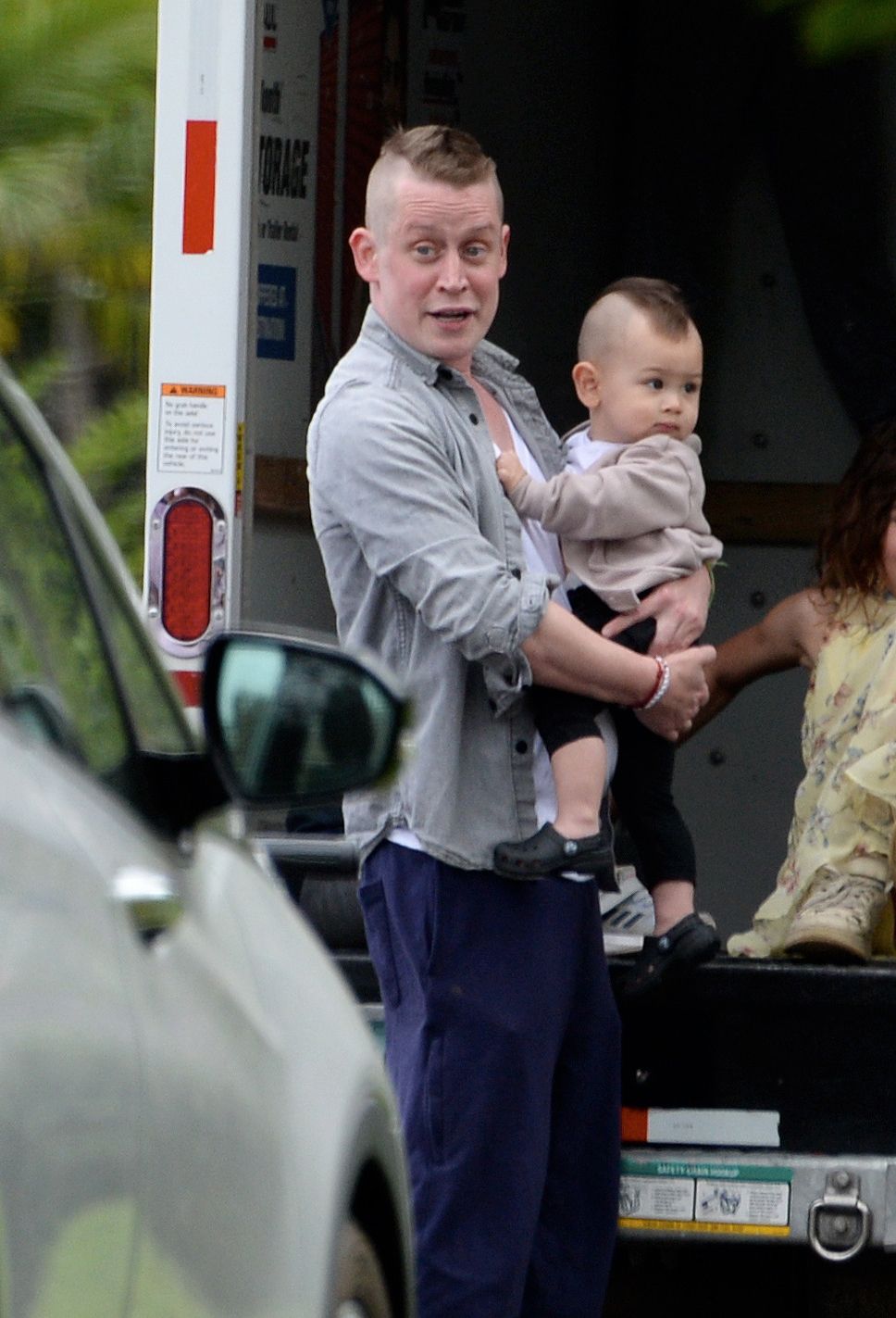 EXCLUSIVE: Macaulay Culkin Steps Out With His Son Sporting Matching Mohawks in Los Angeles