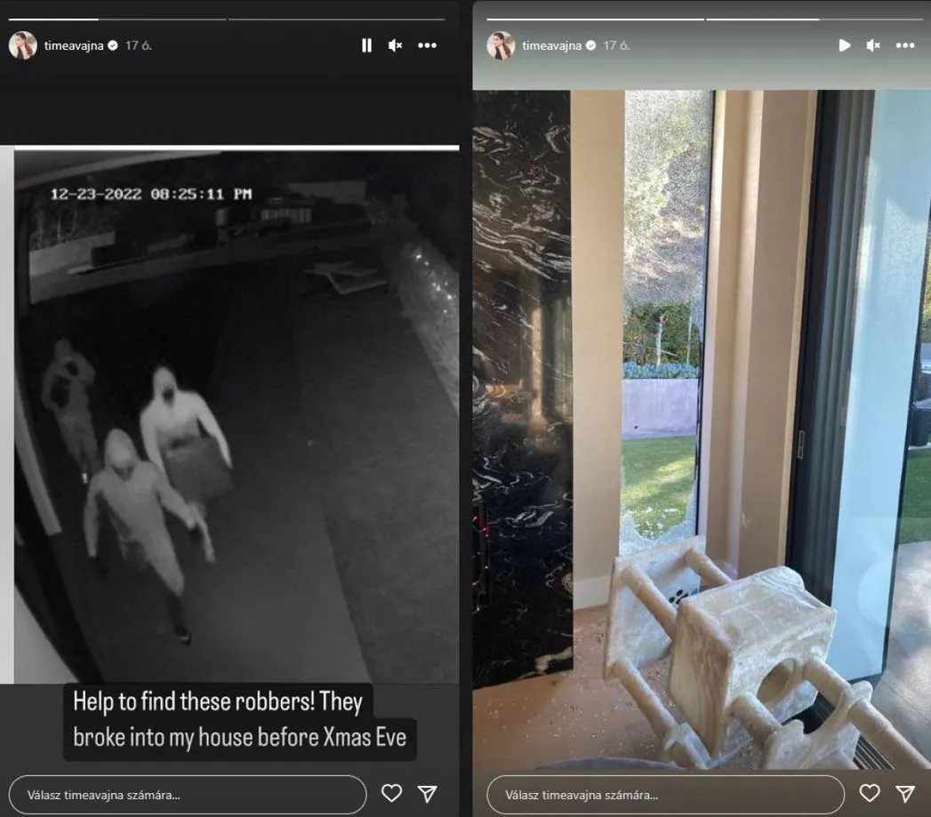 Vajna Tímea betörés, Instagram sztori