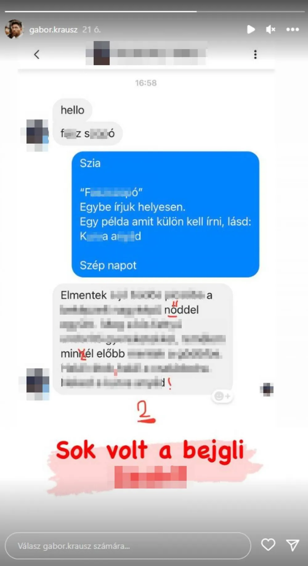 Krausz Gábor instagam sztori