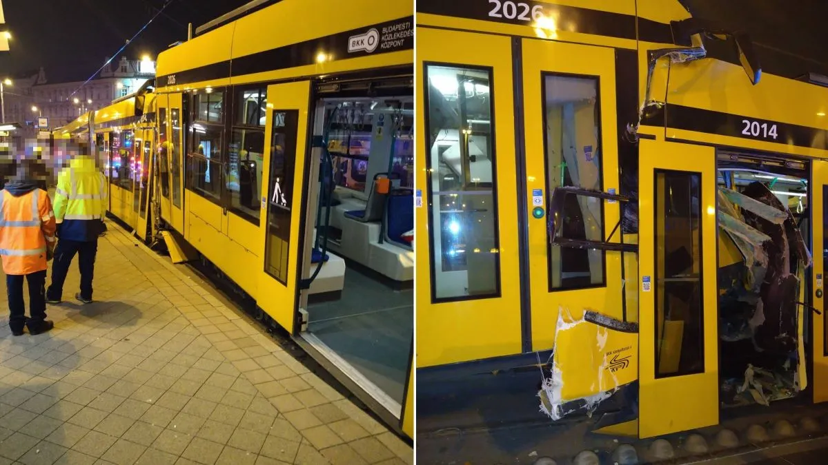 villamosbaleset, Boráros tér, 2022. december 19., Fotó: Bors