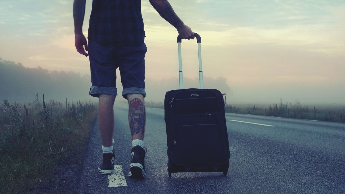 Bőrönd, utazó, utazás, poggyász, turista