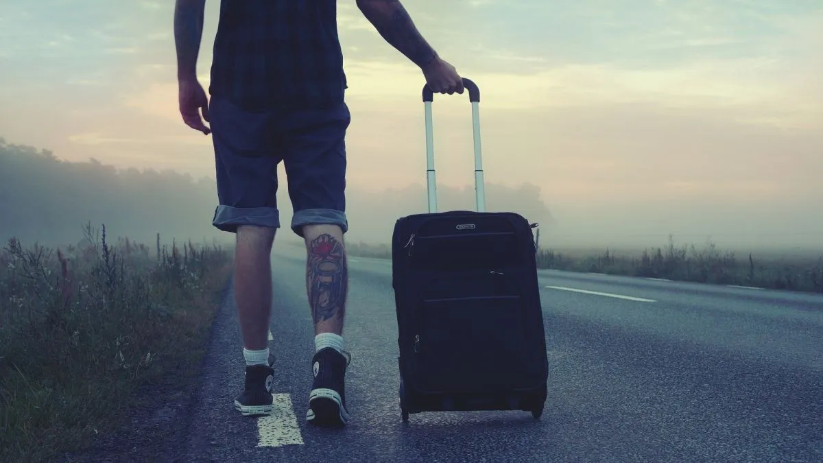 Bőrönd, utazó, utazás, poggyász, turista