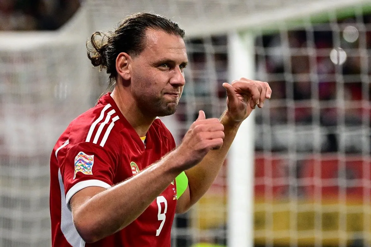 Szalai Ádám a németek elleni pazar győztes gólja után, tavaly szeptemberben, Lipcsében